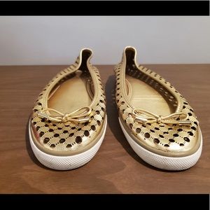 Tory Burch Skyler Perforated Sneaker, gold size 8